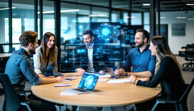 Tage Advisors team collaborating on AI-driven business solutions